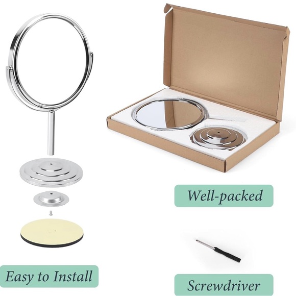 Magnifying Vanity Makeup Mirror 7 Inch, 360°Rotation Double Sided Magnify 1X, 3X - Picture 5 of 5